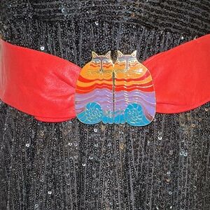 Vintage 1980's Laurel Burch “Rainbow Cats” Belt